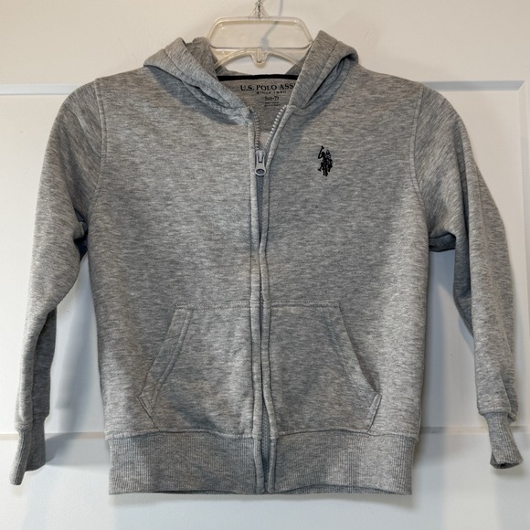 US Polo Assn Boys Gray Hooded Sweatshirt Hoodie Fleece Jacket Size Small 6 - 7 - Picture 1 of 7